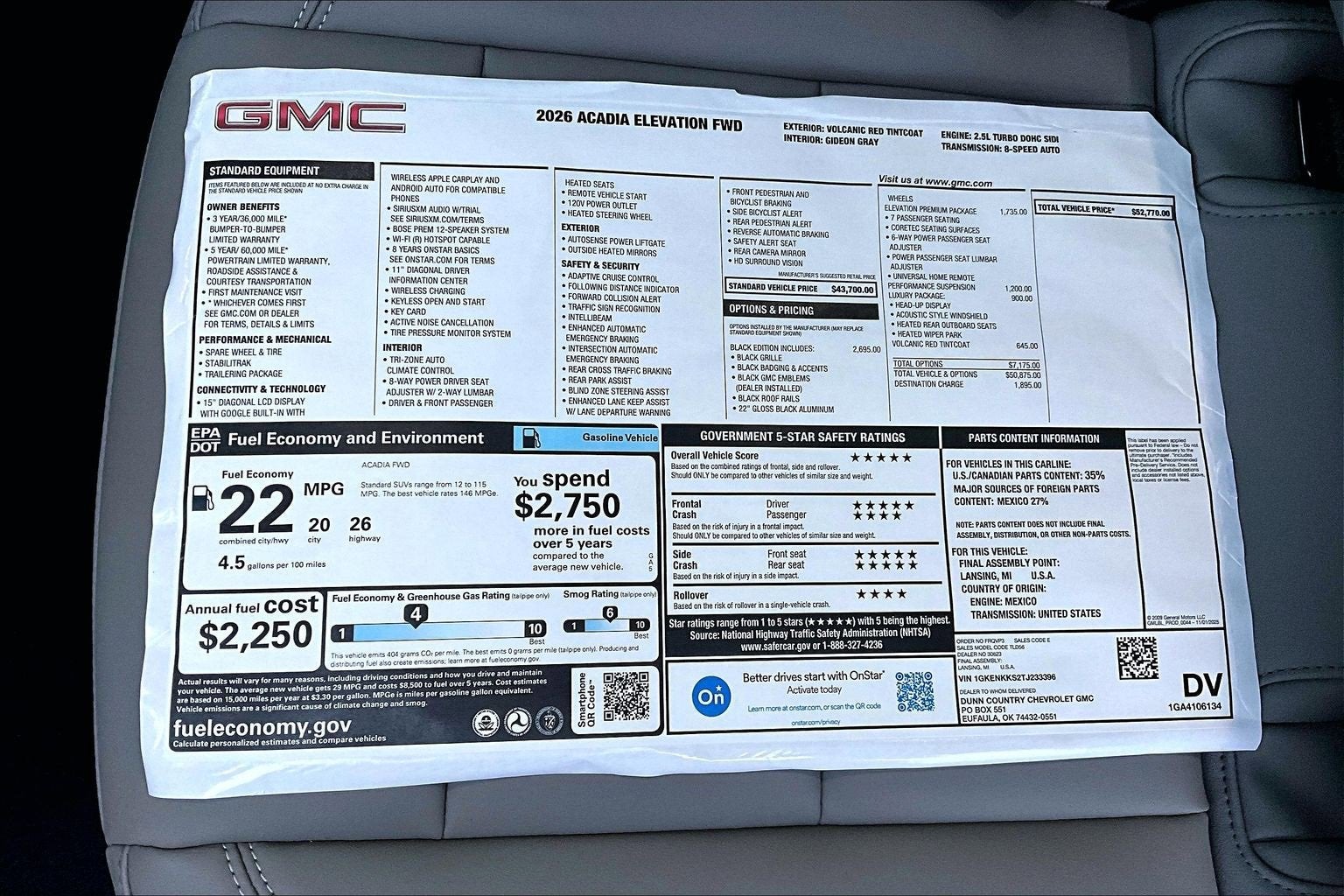 2026 GMC Acadia Elevation