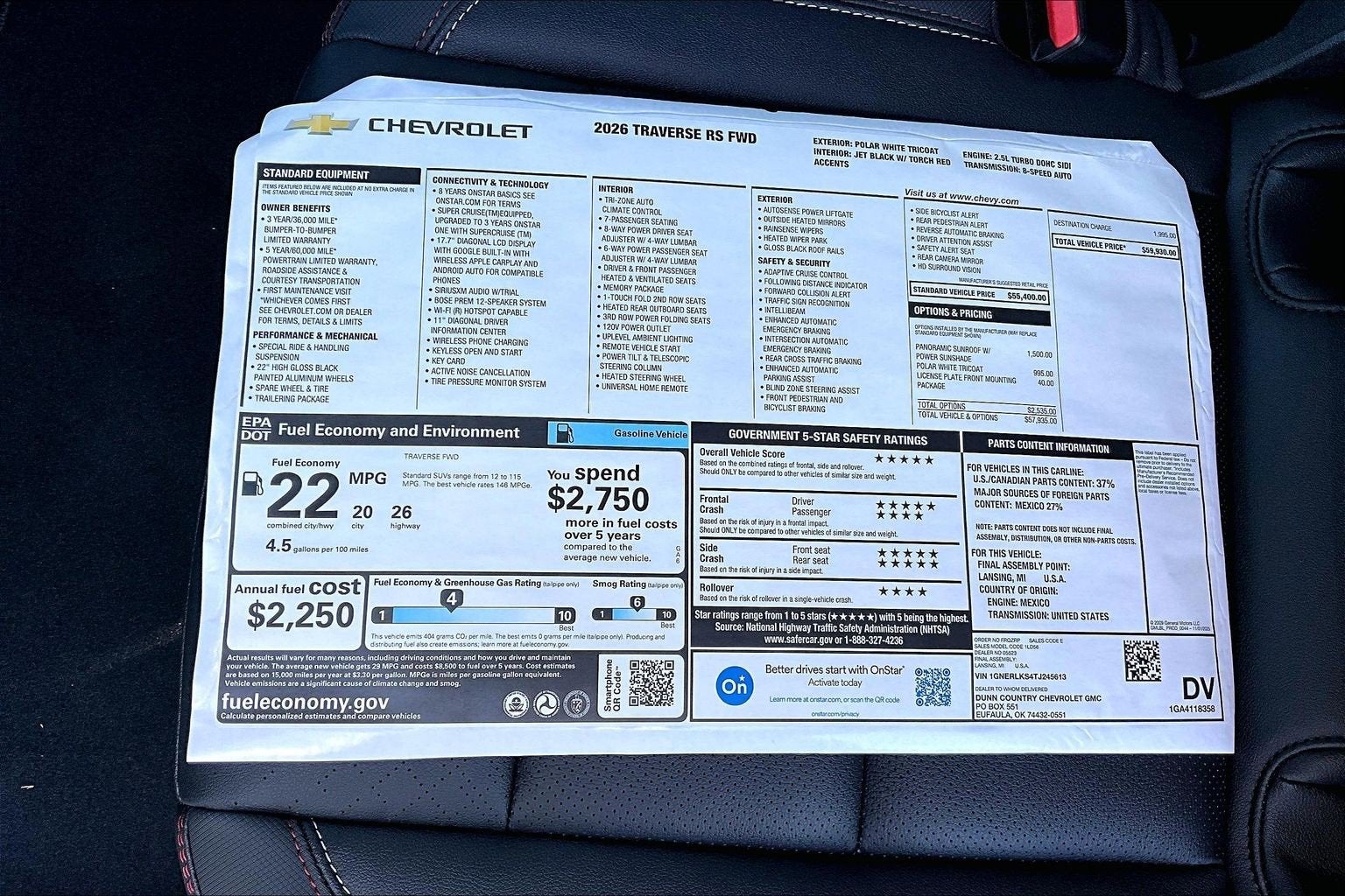 2026 Chevrolet Traverse RS