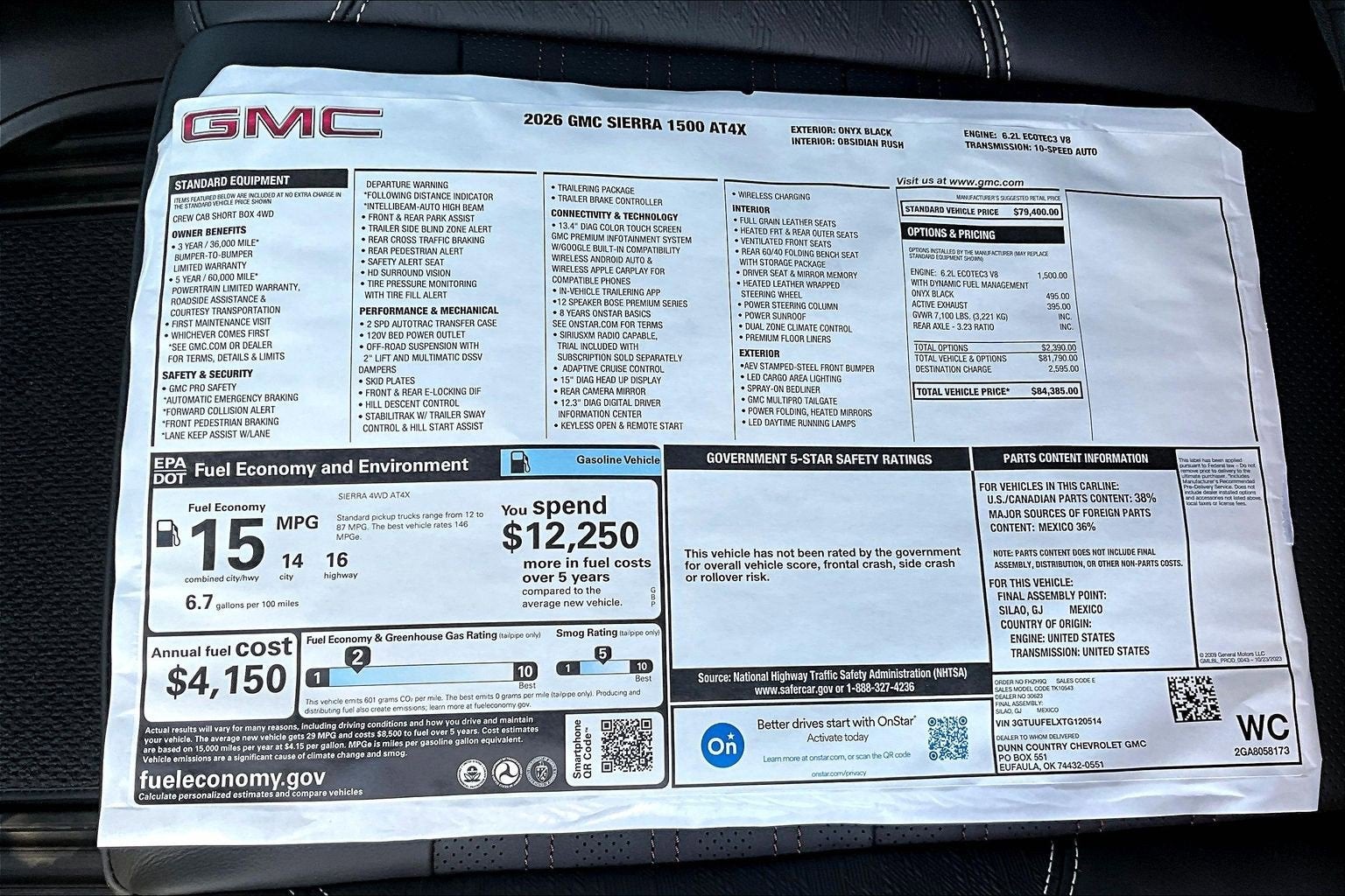 2026 GMC Sierra 1500 AT4X