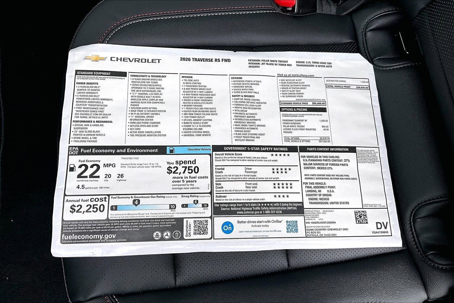 2026 Chevrolet Traverse RS