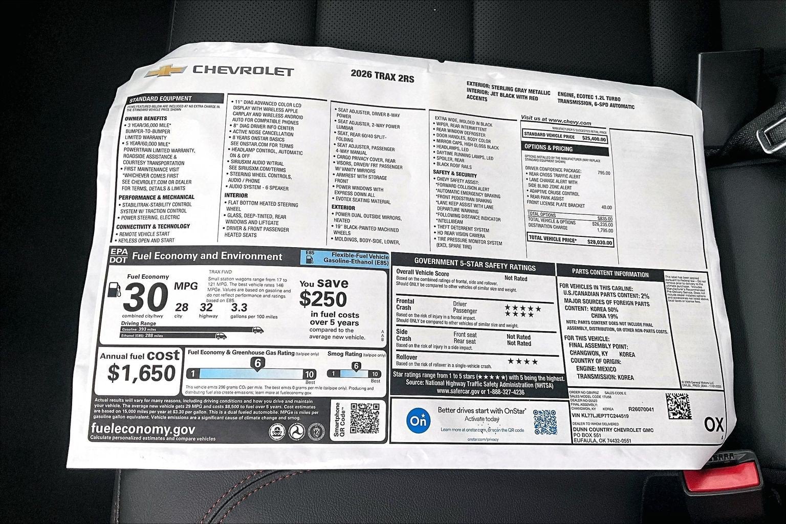 2026 Chevrolet Trax 2RS