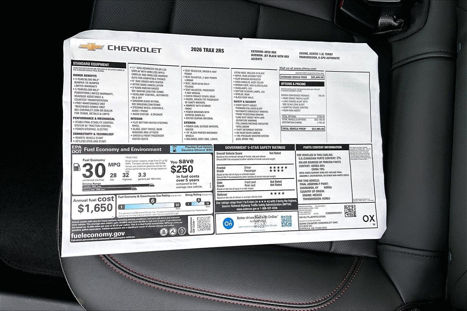 2026 Chevrolet Trax 2RS